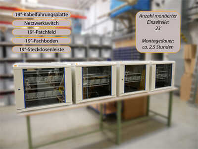 Vormontage: 4 Wandverteiler für Netzwerktechnik - Vormontierte Netzwerkschränke Wandverteiler 19zoll