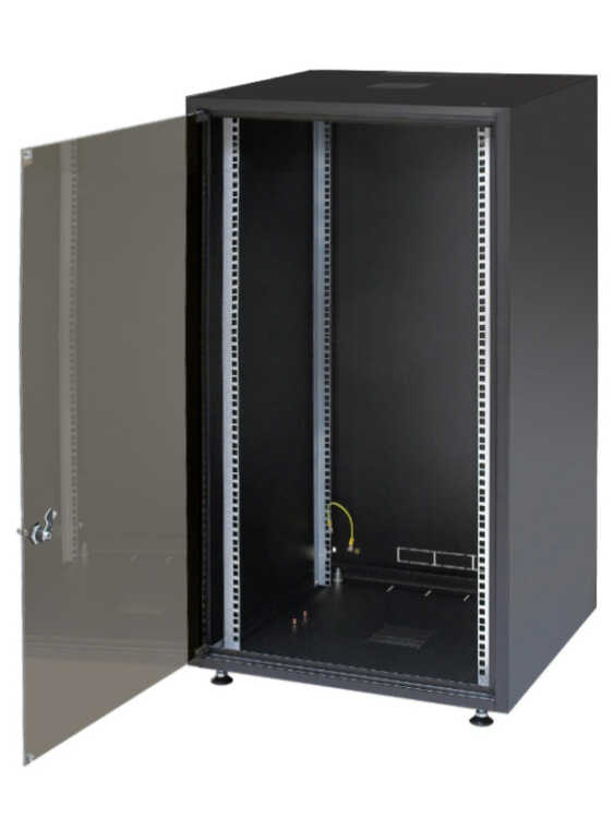 19-Serverschrank SJB - 18 HE - BxT 600x800 mm - Glastür - Rückwand - schwarz