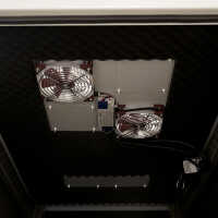 Schallgedämmter Serverschrank SILENCE RACK - 24 HE - 2 SILENT-Lüfter - 600 x 600 mm - Sichttür - Vollblechtür - schwarz