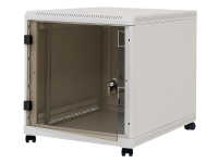 19"-Untertisch-Serverschrank RCA von TRITON - 12 HE - 600 x 1000 mm - Glastür - Rückwand - Rollen - lichtgrau