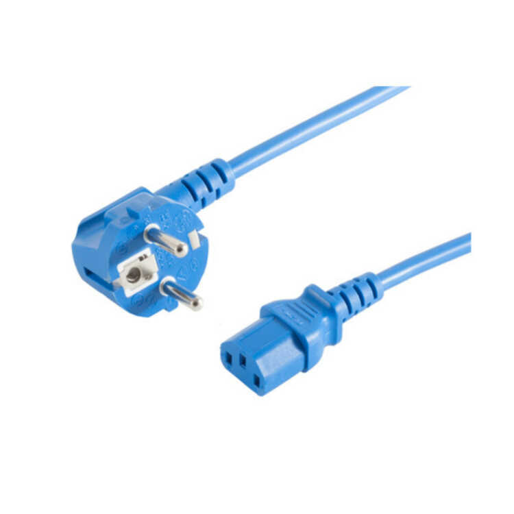 Quality Netzanschlusskabel - Schutzkontaktstecker 90° auf Kaltgerätebuchse - 230 V für Kaltgeräte - 3 m - blau