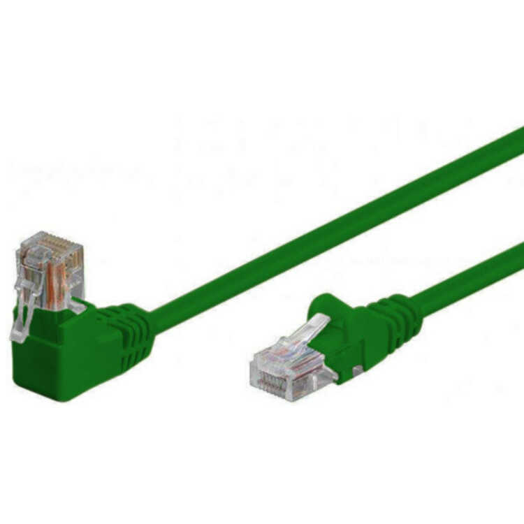 Quality Patchkabel gewinkelt - S/FTP doppelt geschirmt - Winkel-gerade - Cat. 6 - grün - 0,25 m