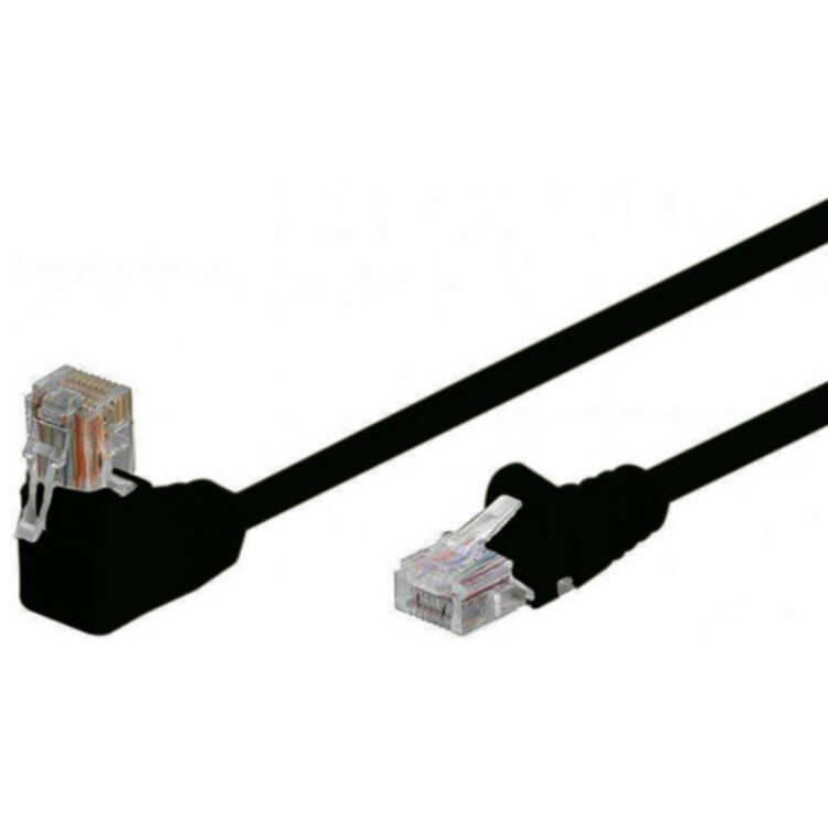 Quality Patchkabel gewinkelt - S/FTP doppelt geschirmt - Winkel-gerade - Cat. 6 - schwarz - 0,25 m