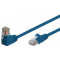 Quality Patchkabel gewinkelt - S/FTP doppelt geschirmt - Winkel-gerade - Cat. 6 - blau - 0,5 m