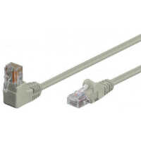 Quality Patchkabel gewinkelt - S/FTP doppelt geschirmt - Winkel-gerade - Cat. 6 - grau - 1 m