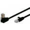 Quality Patchkabel gewinkelt - S/FTP doppelt geschirmt - Winkel-gerade - Cat. 6 - schwarz - 1 m