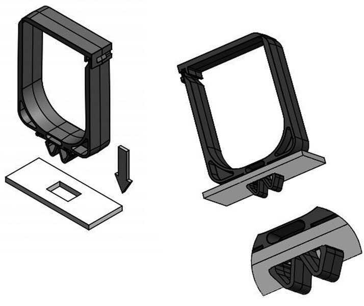 Kabelbügel Kunststoff - HxB 60 x 40 mm - Klick-Befestigung in 19"-Ebene - schwarz