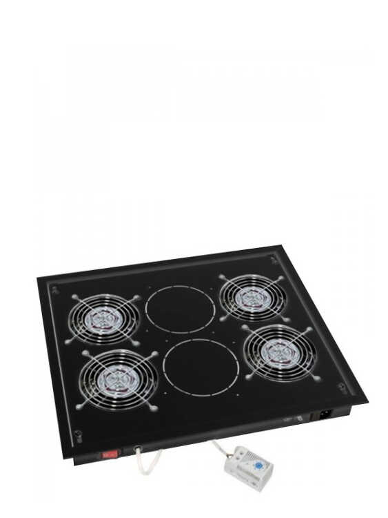 Lüftereinheit für TRITON Standschränke - 4 Lüfter - mit Thermostat - 600 m³/h Luftdurchsatz - schwarz