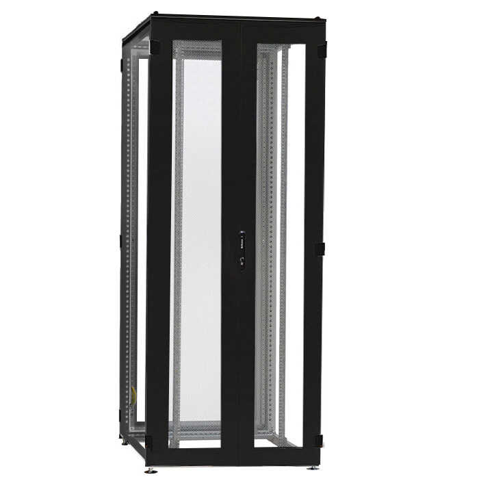 IS-1 High-End Serverrack von SCHÄFER - perforierte, geteilte Doppeltüren - 43 HE - Anreihschrank - BxT 800x1000 mm - schwarz