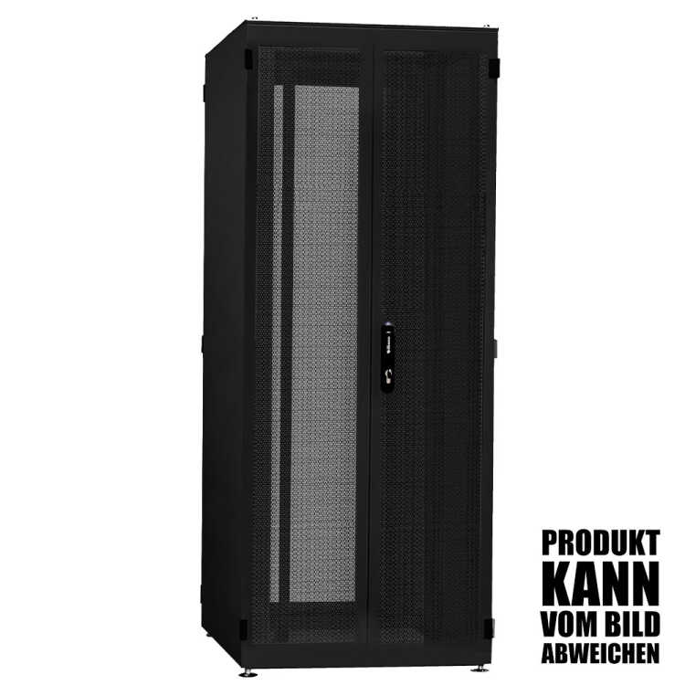 IS-1 High-End Serverrack von SCHÄFER - perforierte, geteilte Doppeltüren - 47 HE - BxT 800x1000 mm - schwarz