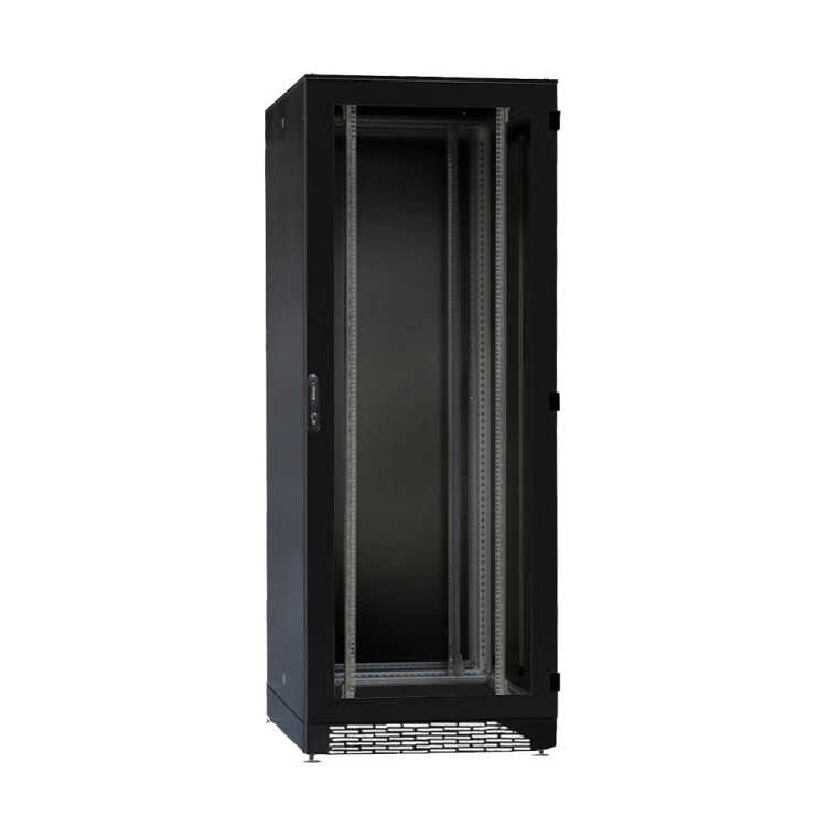 IS-1 High-End Netzwerkrack von SCHÄFER - Sichttür - Vollblechtür - 43 HE - BxT 800x800 mm - Sockel - schwarz