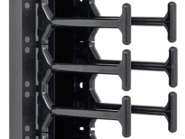 Kabelführungspanel von TRITON für 42 HE Schränke - Kammschiene zweireihig - Zinkenlänge 75mm - für 800mm Schrankbreite - schwarz
