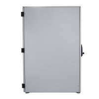 Schallgedämmter Serverschrank SCHÄFER IS-1 silenced - 25 HE - BxT 600x1000 mm - Sichttür - Vollblechtür - Sockel - 2 Silent-Ventilatoren - lichtgrau