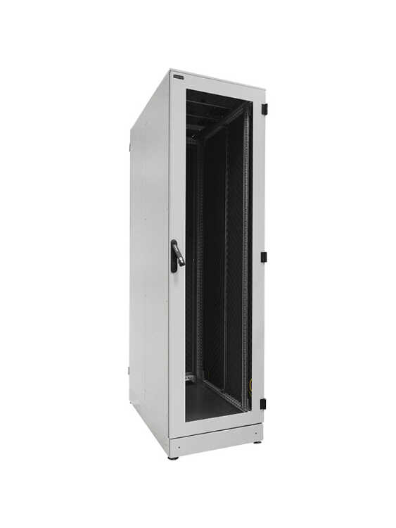 Schallgedämmter Serverschrank SCHÄFER IS-1 silenced - 43 HE - BxT 600x1000 mm - Sichttür - Vollblechtür - Sockel - 4 Silent-Ventilatoren - lichtgrau