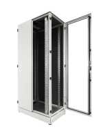 Schallgedämmter Serverschrank SCHÄFER IS-1 silenced - 43 HE - BxT 600x1000 mm - Sichttür - Vollblechtür - Sockel - 4 Silent-Ventilatoren - lichtgrau