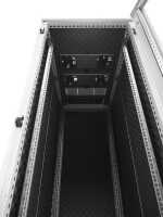 Schallgedämmter Serverschrank SCHÄFER IS-1 silenced - 43 HE - BxT 600x1000 mm - Sichttür - Vollblechtür - Sockel - 4 Silent-Ventilatoren - lichtgrau