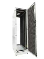 Schallgedämmter Serverschrank SCHÄFER IS-1 silenced - 43 HE - BxT 600x1000 mm - Sichttür - Vollblechtür - Sockel - 4 Silent-Ventilatoren - lichtgrau