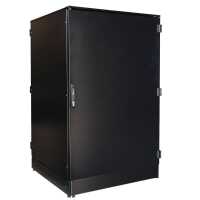 Schallgedämmter Serverschrank SCHÄFER IS-1 silenced - 25 HE - BxT 800x800 mm - Sichttür - Vollblechtür - Sockel - 2 Silent-Ventilatoren - schwarz