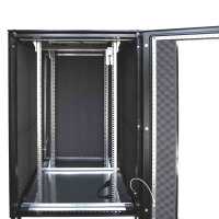 Schallgedämmter Serverschrank SCHÄFER IS-1 silenced - 25 HE - BxT 800x800 mm - Sichttür - Vollblechtür - Sockel - 2 Silent-Ventilatoren - schwarz