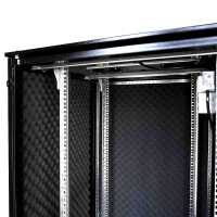 Schallgedämmter Serverschrank SCHÄFER IS-1 silenced - 25 HE - BxT 800x800 mm - Sichttür - Vollblechtür - Sockel - 2 Silent-Ventilatoren - schwarz