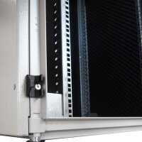 Schallgedämmter Serverschrank SCHÄFER IS-1 silenced - 43 HE - BxT 800x800 mm - Sichttür - Vollblechtür - Sockel - 4 Silent-Ventilatoren - lichtgrau