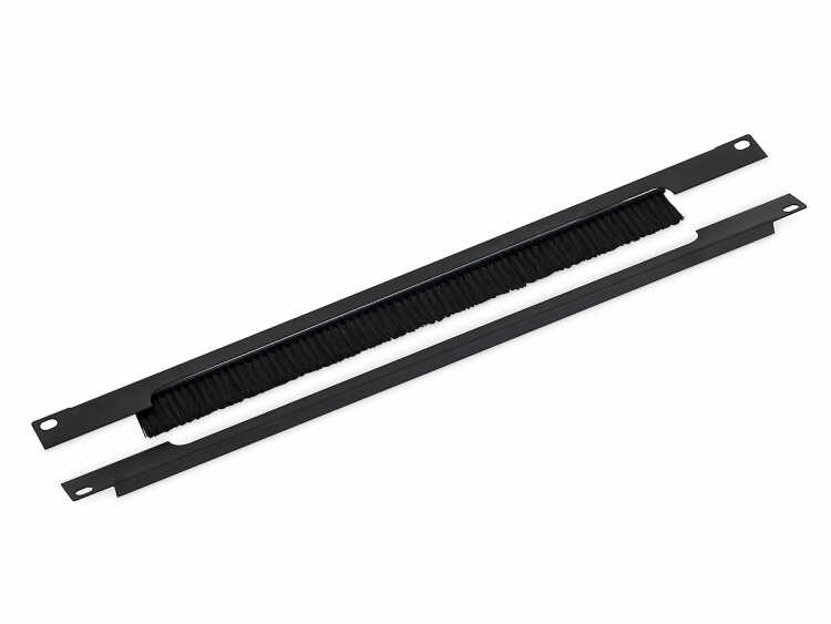 19"-Durchführungspanel - 1 HE - horizontal geteilt - Bürste - Öffnung 350 x 21 mm - schwarz