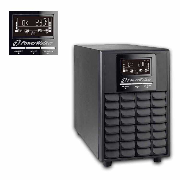 POWERWALKER by BLUEWALKER Online USV-Anlage - VFI 1000 CG PF1 - 1000 W - Eingang 1x C14 - Ausgang 4x IEC C13