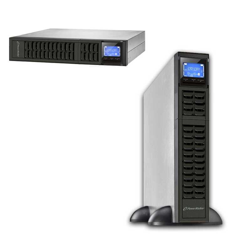 POWERWALKER by BLUEWALKER Online USV-Anlage - VFI 3000 CRM LCD - 2400 W - Eingang 1x C20 - Ausgang 4x IEC C13