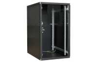 Kleiner 19"-Netzwerkschrank SZB IT - 18 HE - 600 x 800mm - Glastür - schwarz