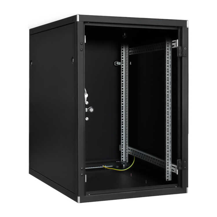 Kleiner 19-Netzwerkschrank SZB IT - 18 HE - 800 x 800mm - Glastür - schwarz