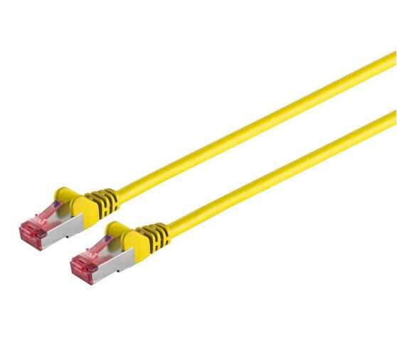 Standard Patchkabel - Cat. 6A - S/FTP doppelt geschirmt - halogenfrei - GHMT-zertifiziert - gelb - 0,25 m