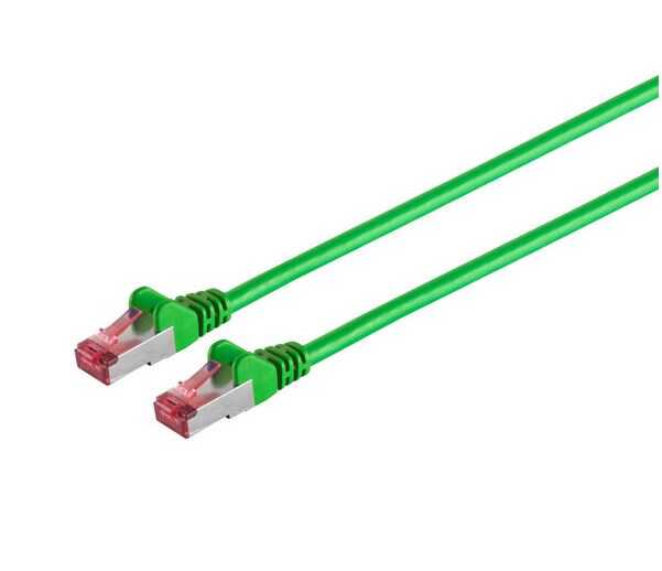 Standard Patchkabel - Cat. 6A - S/FTP doppelt geschirmt - halogenfrei - GHMT-zertifiziert - grün - 0,25 m