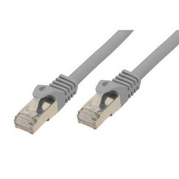 Standard Patchkabel - Cat. 6A mit Rohkabel Cat.7 - S/FTP doppelt geschirmt - halogenfrei - grau 0,25 m