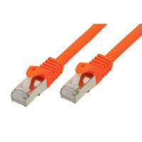 Standard Patchkabel - Cat. 6A mit Rohkabel Cat.7 - S/FTP doppelt geschirmt - halogenfrei - orange - 0,25 m