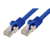 Standard Patchkabel - Cat. 6A mit Rohkabel Cat.7 - S/FTP doppelt geschirmt - halogenfrei - blau - 0,25 m