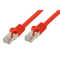 Standard Patchkabel - Cat. 6A mit Rohkabel Cat.7 - S/FTP doppelt geschirmt - halogenfrei - rot - 0,25 m