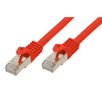 Standard Patchkabel - Cat. 6A mit Rohkabel Cat.7 - S/FTP doppelt geschirmt - halogenfrei - rot - 1,0 m