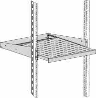 19"-Geräteboden, herausziehbar - 2 HE - Frontmontage - 455 mm Tiefe - 20 kg Traglast - schwarz