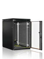 Schallgedämmter Serverschrank SILENCE RACK - 18 HE - 2 SILENT-Lüfter - 600 x 600 mm - Glastür - Rückwand - schwarz