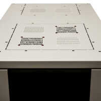 Schallgedämmter Serverschrank SILENCE RACK - 24 HE - 2 SILENT-Lüfter - 600 x 1.000 mm - Sichttür - Vollblechtür - lichtgrau