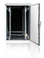 Schallgedämmter Serverschrank SILENCE RACK - 24 HE - 2 SILENT-Lüfter - 800 x 1000 mm - Sichttür - Vollblechtür - lichtgrau