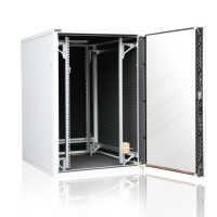 Schallgedämmter Serverschrank SILENCE RACK - 24 HE - 2 SILENT-Lüfter - 800 x 1000 mm - Sichttür - Vollblechtür - lichtgrau
