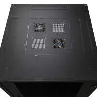 Schallgedämmter Serverschrank SILENCE RACK - 24 HE - 2 SILENT-Lüfter - 800 x 800 mm - Sichttür - Vollblechtür - schwarz