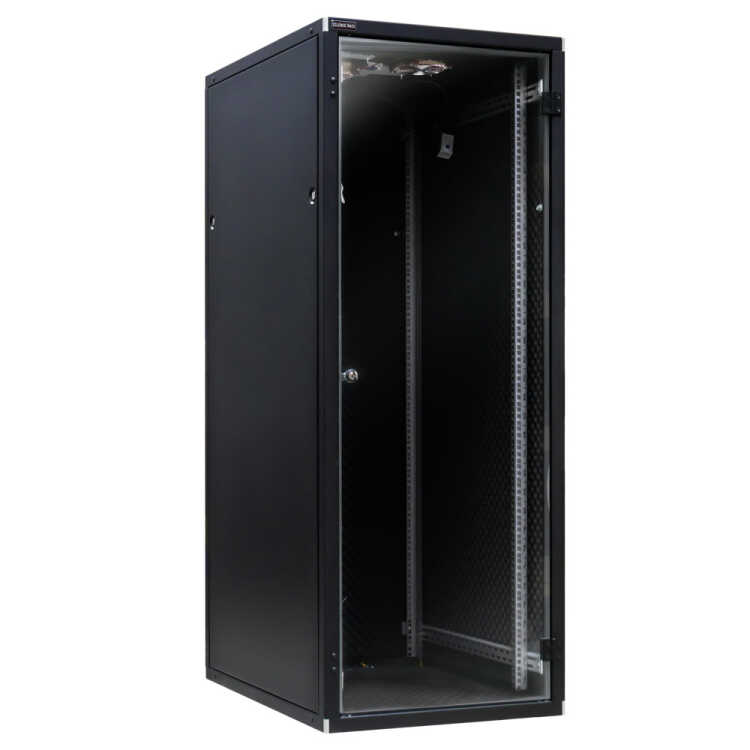 Schallgedämmter Serverschrank SILENCE RACK - 33 HE - 2 SILENT-Lüfter - 600 x 800 mm - Glastür - Vollblechrückwand - schwarz