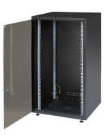 19"-Netzwerkschrank SJB - 15 HE - BxT 600x600 mm - Glastür - Rückwand - schwarz