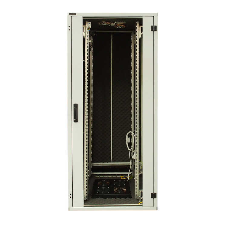 Schallgedämmter Serverschrank SILENCE RACK - 42 HE - 4 SILENT-Lüfter - 800 x 800 mm - Sichttür - Vollblechtür - lichtgrau