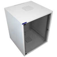 19"-Schrank RESISTER - erhöhter Staubschutz - 10 HE - Glastür - BxT 600x600mm - lichtgrau