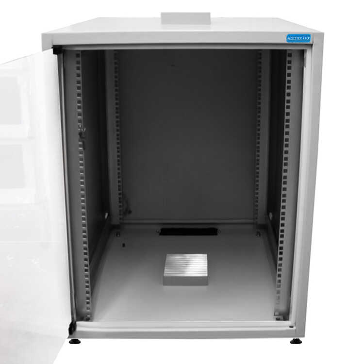 19"-Schrank RESISTER - erhöhter Staubschutz - 15 HE - Glastür - BxT 600x600mm - lichtgrau