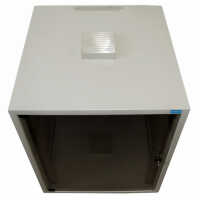 19"-Schrank RESISTER - erhöhter Staubschutz - 15 HE - Glastür - BxT 600x600mm - lichtgrau