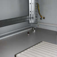 19"-Schrank RESISTER - erhöhter Staubschutz - 15 HE - Glastür - BxT 600x600mm - lichtgrau